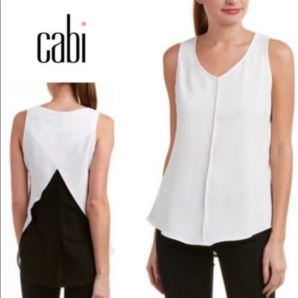 CAbi Domino Black Split Blouse